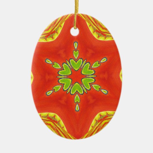 Red Gold Green Mandala Kunstdruckerei Keramikornament (Vorne)