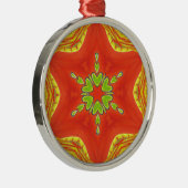 Red Gold Green Mandala Kunstdruckerei Ornament Aus Metall (Rechts)