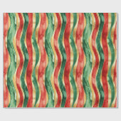 Red Gold Green Strips Weihnachten Geschenkpapier (Flach)