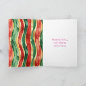 Red Gold Green Strips Weihnachten Karte (Innenseite)