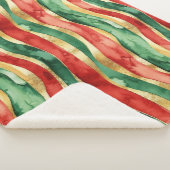 Red Gold Green Strips Weihnachten Sherpadecke (3/4)