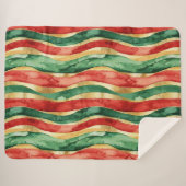 Red Gold Green Strips Weihnachten Sherpadecke (Vorderseite (Horizontal))