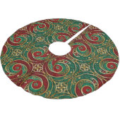 Red Gold Green Weihnachtsbaum Skirt Polyester Weihnachtsbaumdecke (Schrägansicht)