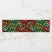 Red Gold Green Weihnachtsfeiertag Wasserflaschenetikett (Einzelnes Label)