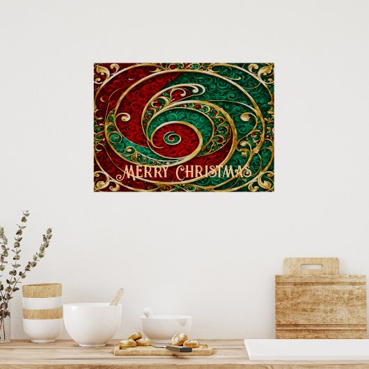 Red Gold Green Weihnachtskalender Poster (Küche)