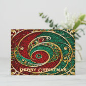 Red Gold Green Weihnachtskarte Feiertagskarte (Stehend Vorderseite)