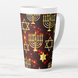 Red & Gold Hanukka Menorah Milchtasse