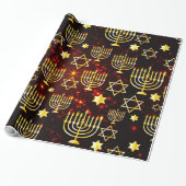 Red & Gold Hanukkah Menorah Geschenkpapier (Ungerollt)