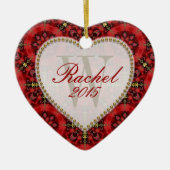 Red Gold Happy Valentine Liebe Herzlich Willkommen Keramik Ornament (Vorne)