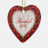 Red Gold Happy Valentine Liebe Herzlich Willkommen Keramik Ornament (Links)