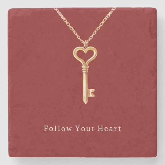 Red Gold Heart Chain  Steinuntersetzer (Vorderseite)