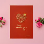 Red Gold Heart Happy Valentine's Day Einladung