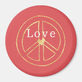 Red Gold Heart Peace Sign Love Christmas Magnet (Vorne)