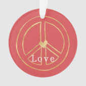 Red Gold Heart Peace Sign Love Christmas Ornament (Vorderseite)
