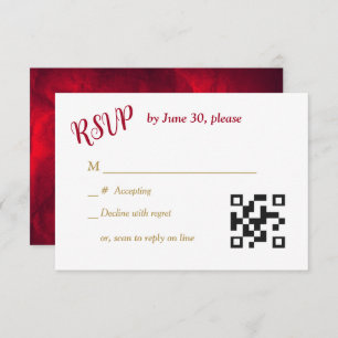 Red Gold Hearts Christlich Cross Wedding RSVP