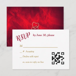 Red Gold Hearts Christlich Cross Wedding RSVP Karte