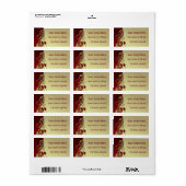 Red & Gold Hearts & Scrolls Adressaufkleber (Vorne)