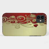 Red & Gold Hearts & Scrolls Case-Mate iPhone Hülle (Rückseite (Horizontal))