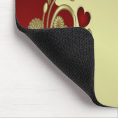 Red & Gold Hearts & Scrolls Mousepad (Ecke)