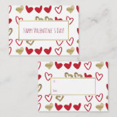 Red & Gold Hearts Valentine Cards 100 Pack Mitteilungskarte (Vorne/Hinten)