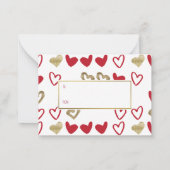 Red & Gold Hearts Valentine Cards 100 Pack Mitteilungskarte (Rückseite)