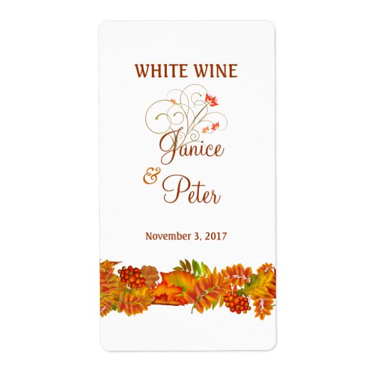Red Gold Herbstblätter Hochzeitsweinsiegel (Vorne)