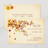 Red gold Herbstleavess Wedding RSVP Karte (Vorne/Hinten)