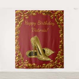 Red Gold High Heel Shoe Geburtstagsparty XL Hinter Wandteppich