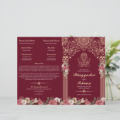 Red & Gold Hindu Hochzeitsfeier Gefolgtes Programm (Stehend Vorderseite)