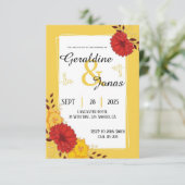 Red Gold Hochzeitsvorlage Einladung (Stehend Vorderseite)