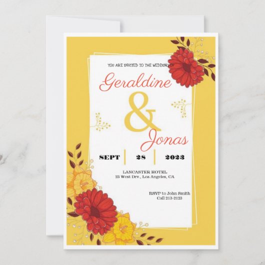 Red Gold Hochzeitsvorlage Einladung (Vorderseite)
