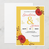Red Gold Hochzeitsvorlage Einladung (Vorne/Hinten)