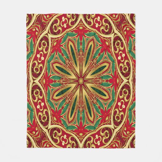 Red Gold Holiday Fleece Blanket (Vorderseite)