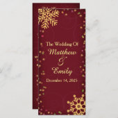 Red Gold Holiday Snowflakes Hochzeitsprogramm Programm (Vorne/Hinten)