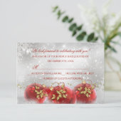 Red & Gold Holly Baubles Weihnachts-Party UAWG RSVP Karte (Stehend Vorderseite)