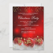 Red Gold Holly Baubles Weihnachtsfeier Einladung (Vorderseite)