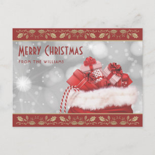 Red Gold Holly Weihnachtsgeschenke Feiertagspostkarte