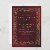 Red Gold Holly Weihnachtsparty Einladung (Vorderseite)