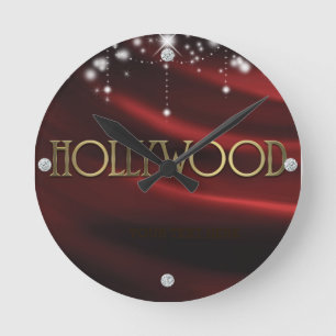 Red & Gold Hollywood Glam Personalized Wall Clock Runde Wanduhr