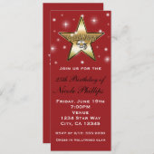 Red & Gold Hollywood Star Retro Einladung (Vorne/Hinten)