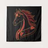 Red & Gold Horse with Lotus, Spiritual Symbolic  Wandteppich (Vorderseite)