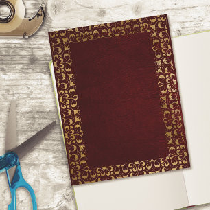 Red Gold Imitate Leather Scrapbook Cardstock