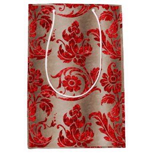 Red Gold Imitate Velvet Damask Elegante Mittlere Geschenktüte