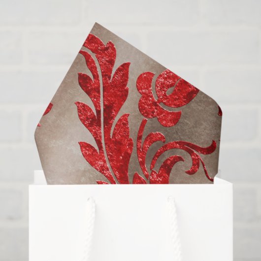 Red Gold Imitate Velvet Damask Elegante Seidenpapier (Geschenk Tasche)