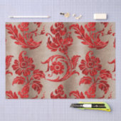Red Gold Imitate Velvet Damask Elegante Seidenpapier (Handwerk)