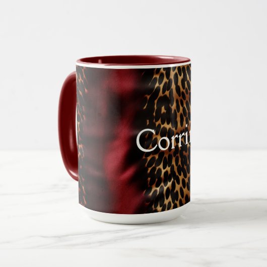 Red Gold Imitats Cowgirl Südwest Cowhide Name Tasse (Vorderseite Links)
