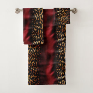 Red Gold Imitats Südwest Cowgirl Cowhide Badhandtuch Set
