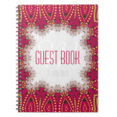 Red Gold Indian Bohemisch Monogram Guest Book Notizblock (Vorderseite)