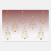 Red Gold Inspirational Christmas Tree Peace Joy Geschenkpapier Set (Vorderseite)