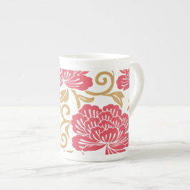Red Gold Japanisch Floral Kimono Porzellantasse